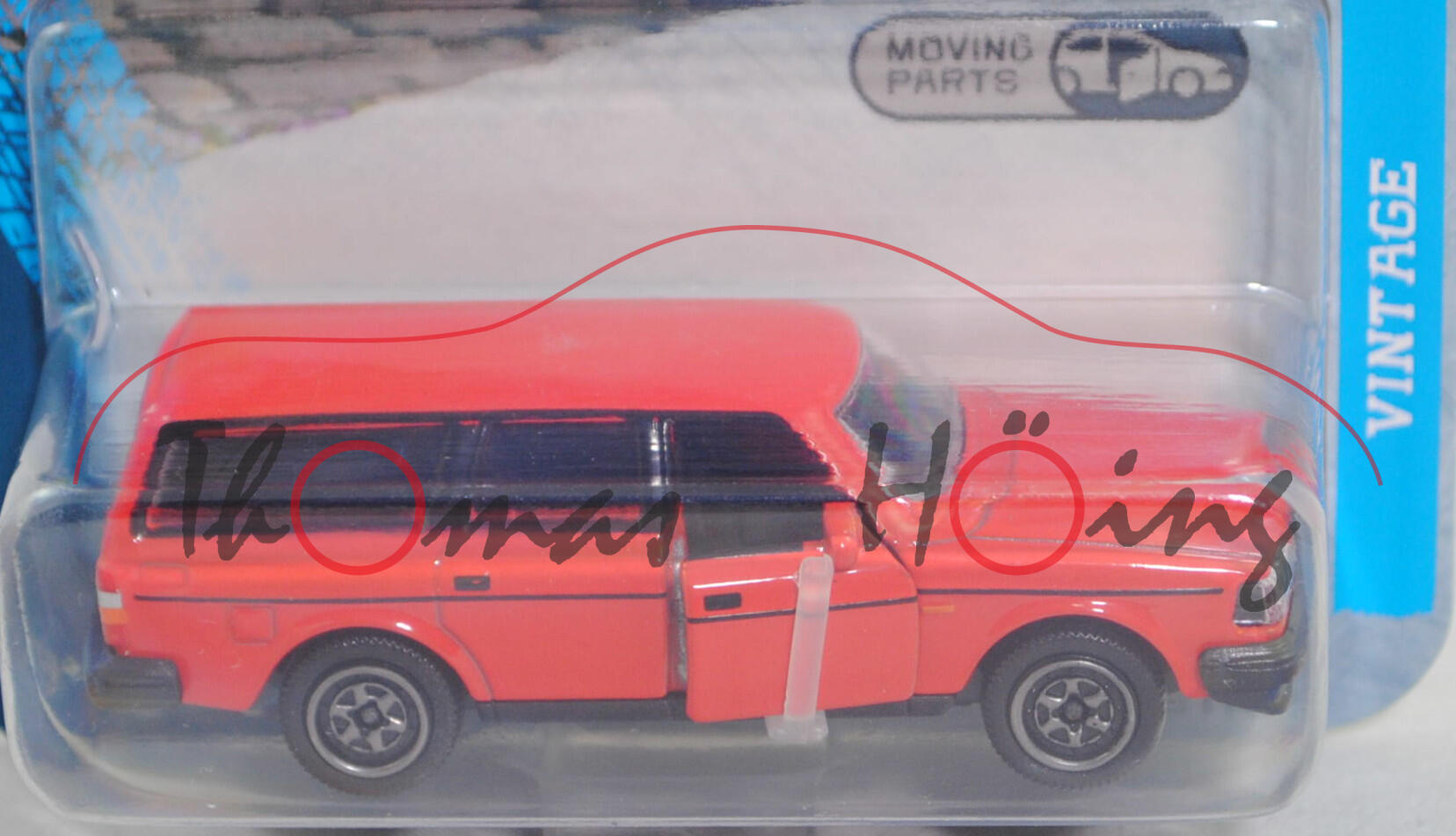 Volvo 240 GL Kombi 2.3 (1. Generation, P245, Facelift 2 von 1981 mit weiteren Äänderungen 1983, Modell 1983-1989) (Nr. 267A), hell-blutorange, majorette, 1:59, Blister (VINTAGE)