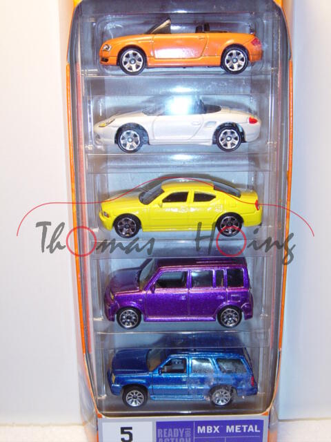 Audi TT Roadster, Mj. 99, orange, innen schwarz, Matchbox, 1:58, Set mit Porsche Boxster, und 3 weit