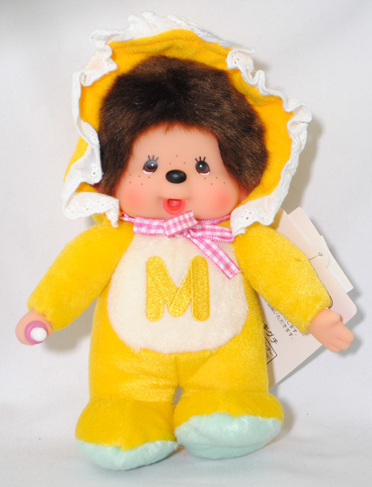 Monchhichi Retro-Chic Yellow (Monchhichi  im Retro-Chic in gelb), 20 cm groß, Sekiguchi (Limited Edition) (EAN 4905610264759)