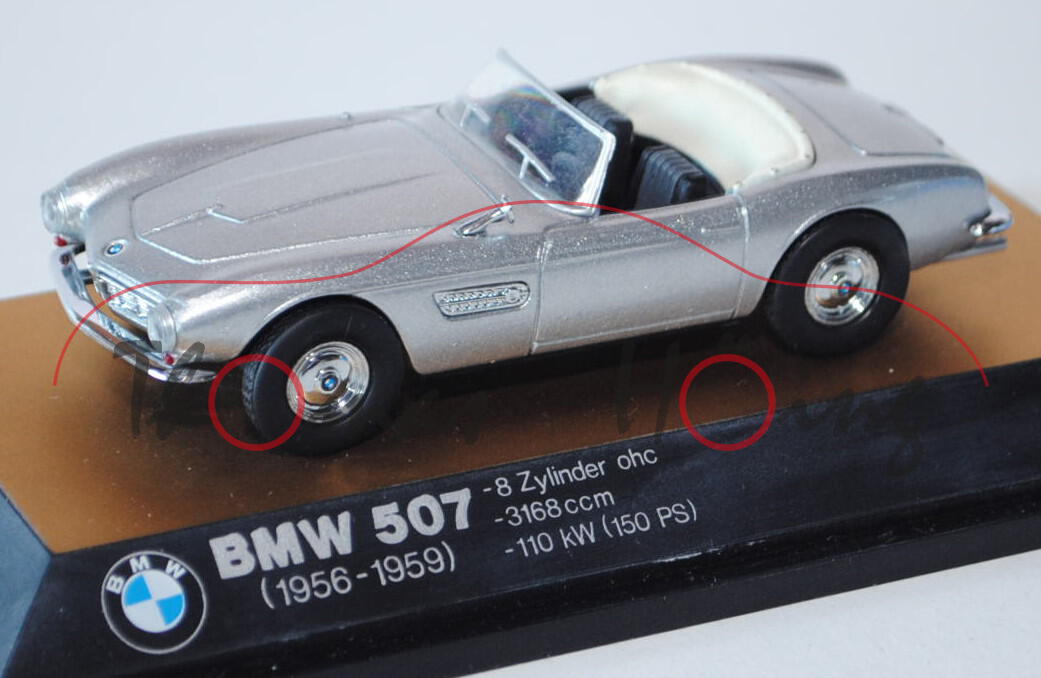 BMW 507, Modell 1956-1959, silber, Schuco, 1:43, PC-Box