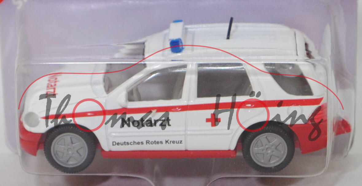 00000 Mercedes-Benz ML 320 (W 163, Mod. 97-01) Notarztwagen, weiß, Notarzt / Deutsches Rotes Kreuz, Bpr. 180 km/h, SIKU, 1:55, P26