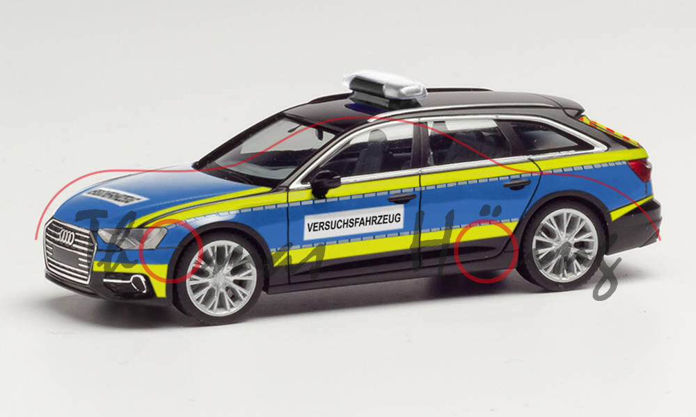 Audi A6 Avant (C8, Typ 4K / F2, Modell 2018-) Polizei Versuchsfahrzeug, schwarz, Herpa, 1:87, mb