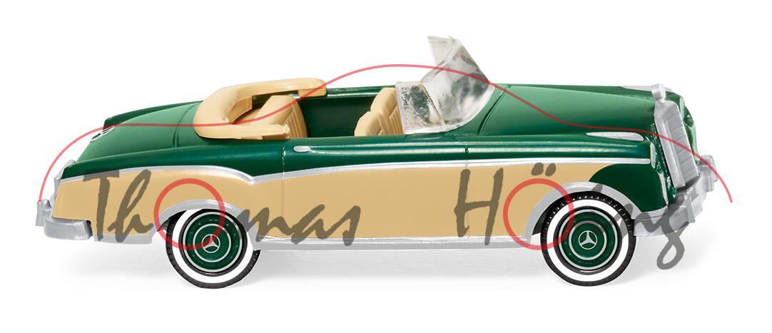 Mercedes-Benz 220 S Cabriolet (W 180, Modell 1957-1959), hell-moosgrün / beige, Wiking, 1:87, mb