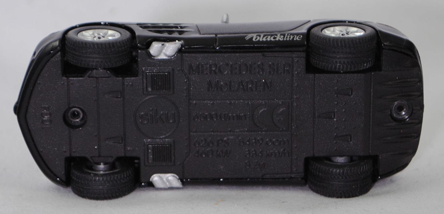 00402 Mercedes-Benz SLR McLaren (1. Generation, C 199, Modell 2004-2008), schwarz, blackline, Bpr. 1004, B25a / B25b silber, SIKU SUPER, 1:55, m (Limited Edition)