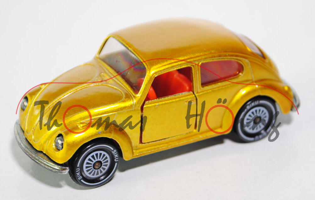 00004 VW Käfer 1300 (Typ 11, Modell 1965-1970), hell-honiggelbmetallic, innen rotorange, Lenkrad rot