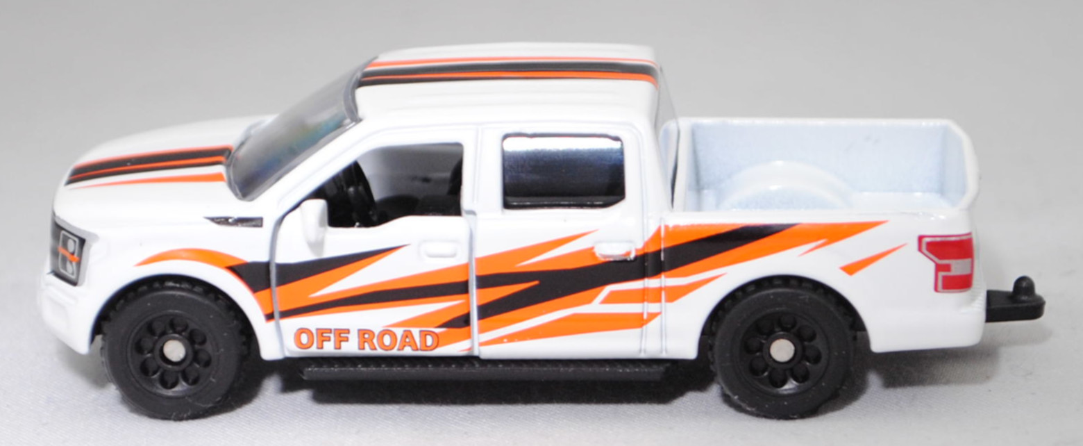 00000 Ford F-150 LARIAT STANDARD V8 SuperCrew mit 5,5 Ft Ladefläche (13. Generation, Modell 2018-2020), reinweiß, OFF ROAD, SIKU SUPER, 1:71, P29f