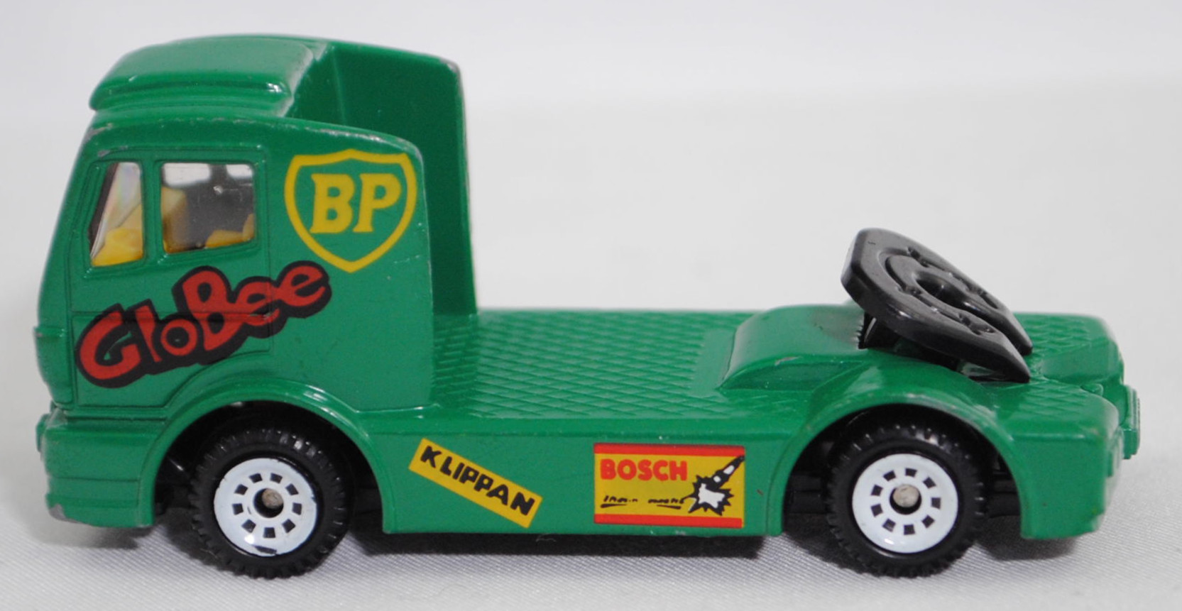 00002 Mercedes-Benz 1450 S (Modell 1989-1993) Renntruck (Truck-Racing-Europameisterschaft, Klasse C), türkisgrün, GloBee / BP / KLIPPAN / BOSCH, Bpr. 1018, C1 weiß, SIKU SUPER, 1:83, m-