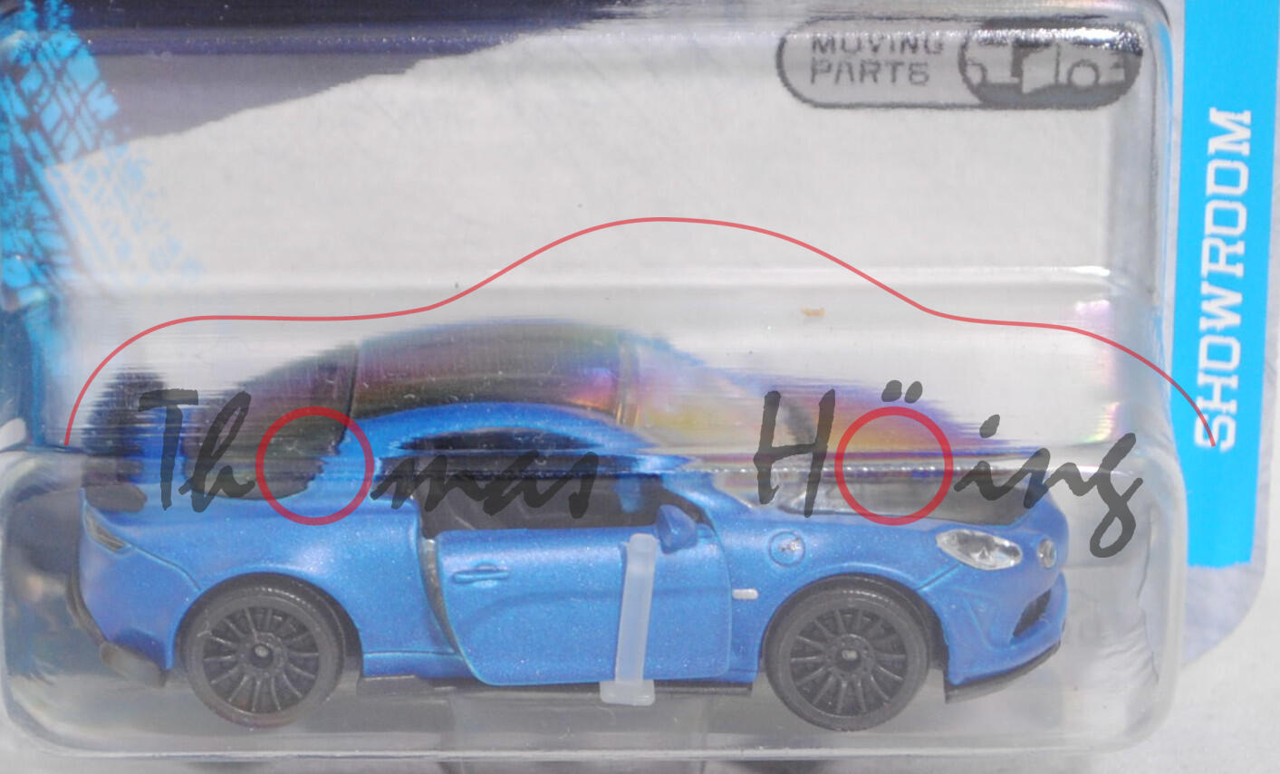 ALPINE A110 R (2. Generation, Typ AEF, Facelift 2021 zum Modelljahr 2022, Modell 2022-) (Nr. 221N), hell-verkehrsblau matt, majorette, 1:58, Blister (SHOWROOM PREMIUM CARS)