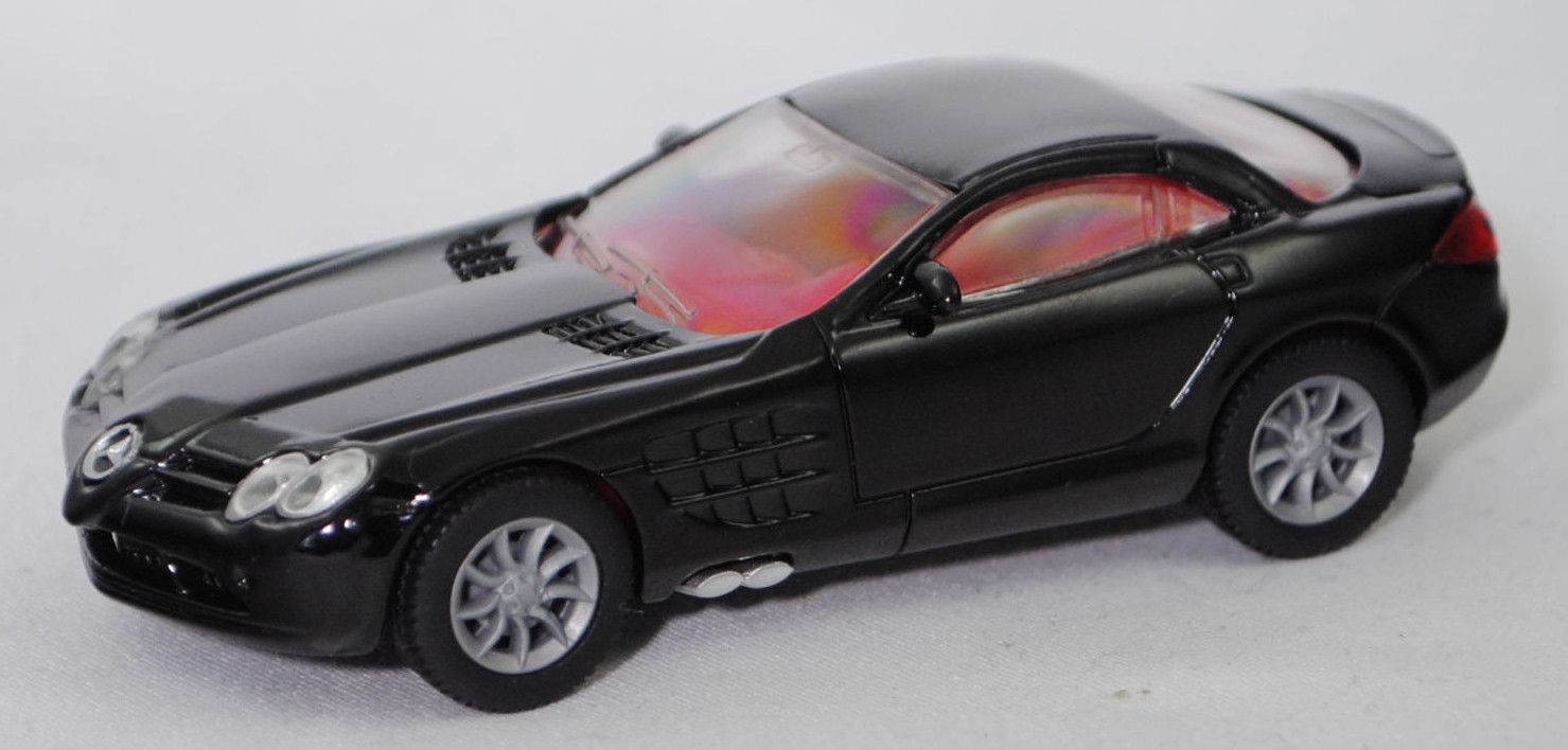 00004 Mercedes-Benz SLR McLaren (1. Generation, C 199, Modell 2004-2008), schwarz, Bpr. 1004, B25a / B25b silbergrau, SIKU SUPER, 1:55, m