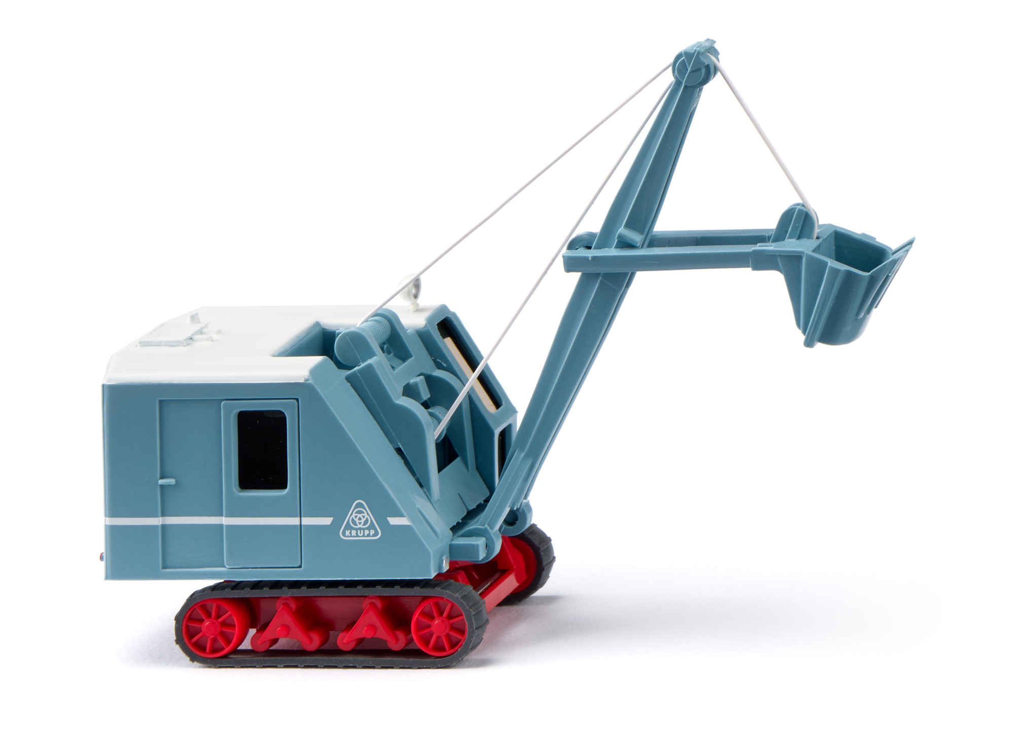 Krupp-Ardelt Raupenkran Typ 25 RU bzw. 25 GR (Modell 1953-1958) Hochlöffel-Seilbagger, pastellblau, Dach weiß, Wiking, 1:87, mb