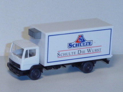 Mercedes Kühlkoffer-LKW, reinweiß/schwarz, S / SCHULTE / SCHULTE DIE WURST, Wiking, 1:87, mb