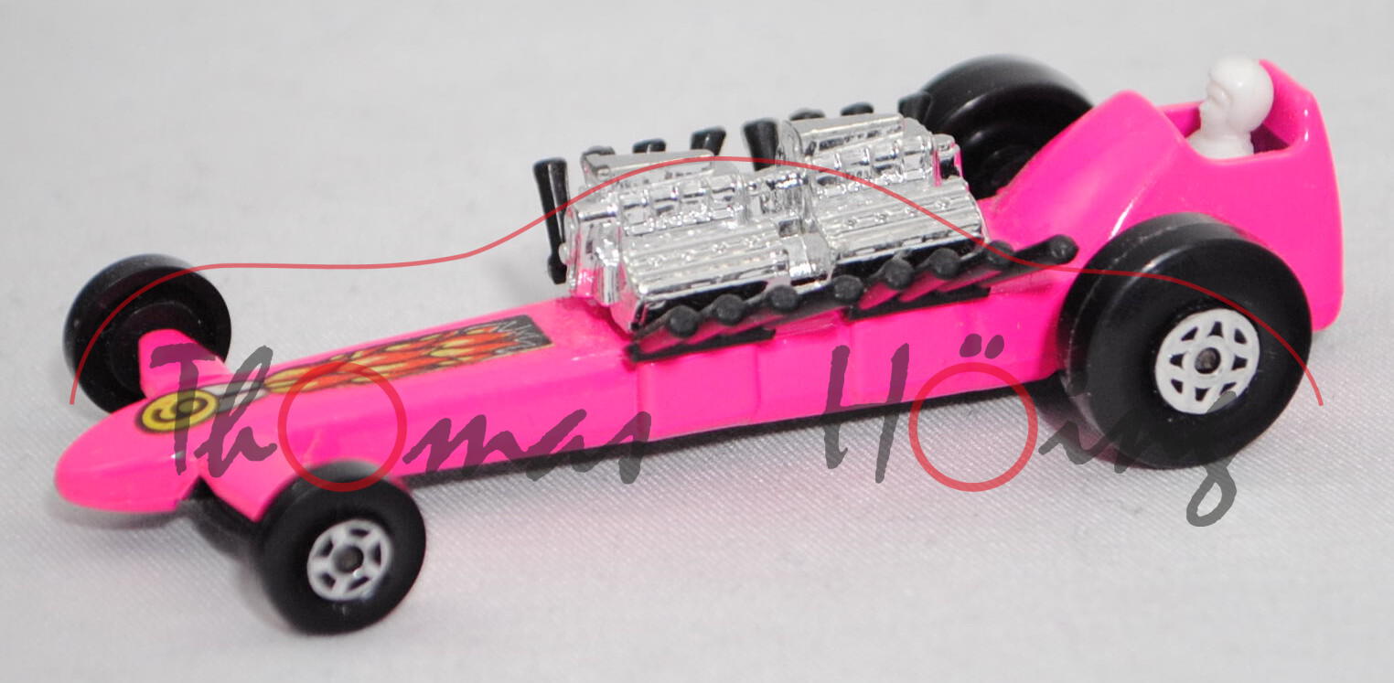 Slingshot Dragster, dunkel-erikaviolett, 9, mit Flammenaufkleber vorne, mit Fahrer, Matchbox Series