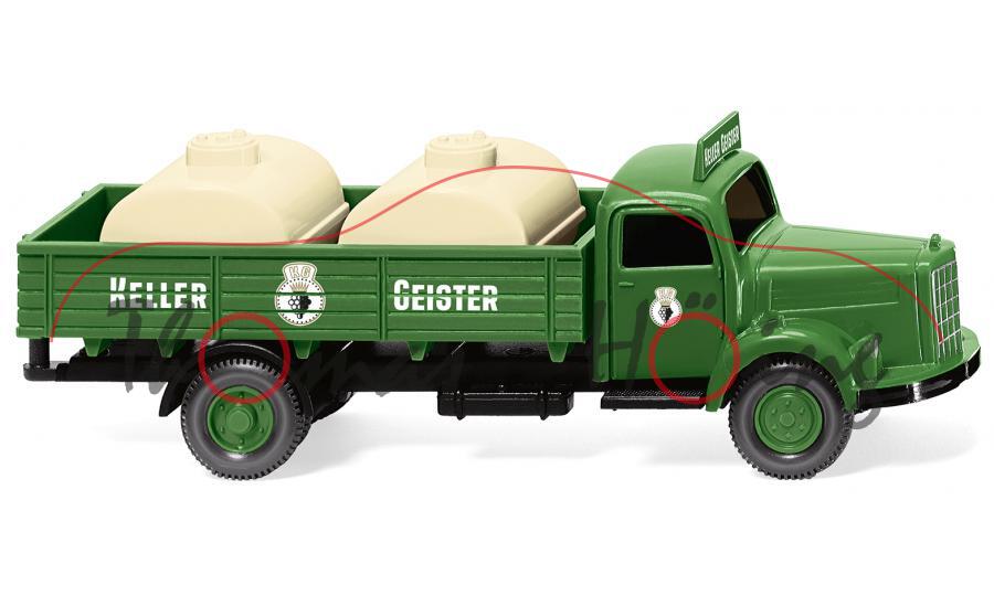 Mercedes-Benz L 3500 Behelfstankwagen (Mod. 50-55) Keller Geister, grün/schwarz, Wiking, 1:87, mb