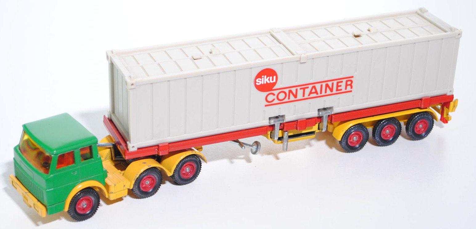 Hanomag Henschel F201S-2A Container-Transporter, verkehrsgrün/signalgelb/verkehrsrot, innen rot, Len