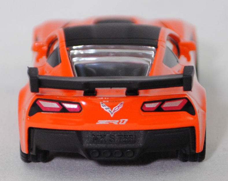 00001 Chevrolet Corvette ZR1 Coupé (7. Generation, Typ C7 mit ZTK Track Performance Package, Modell 2018-2019), sebring orange, Dach schwarz, SIKU SUPER, 1:56, P29f