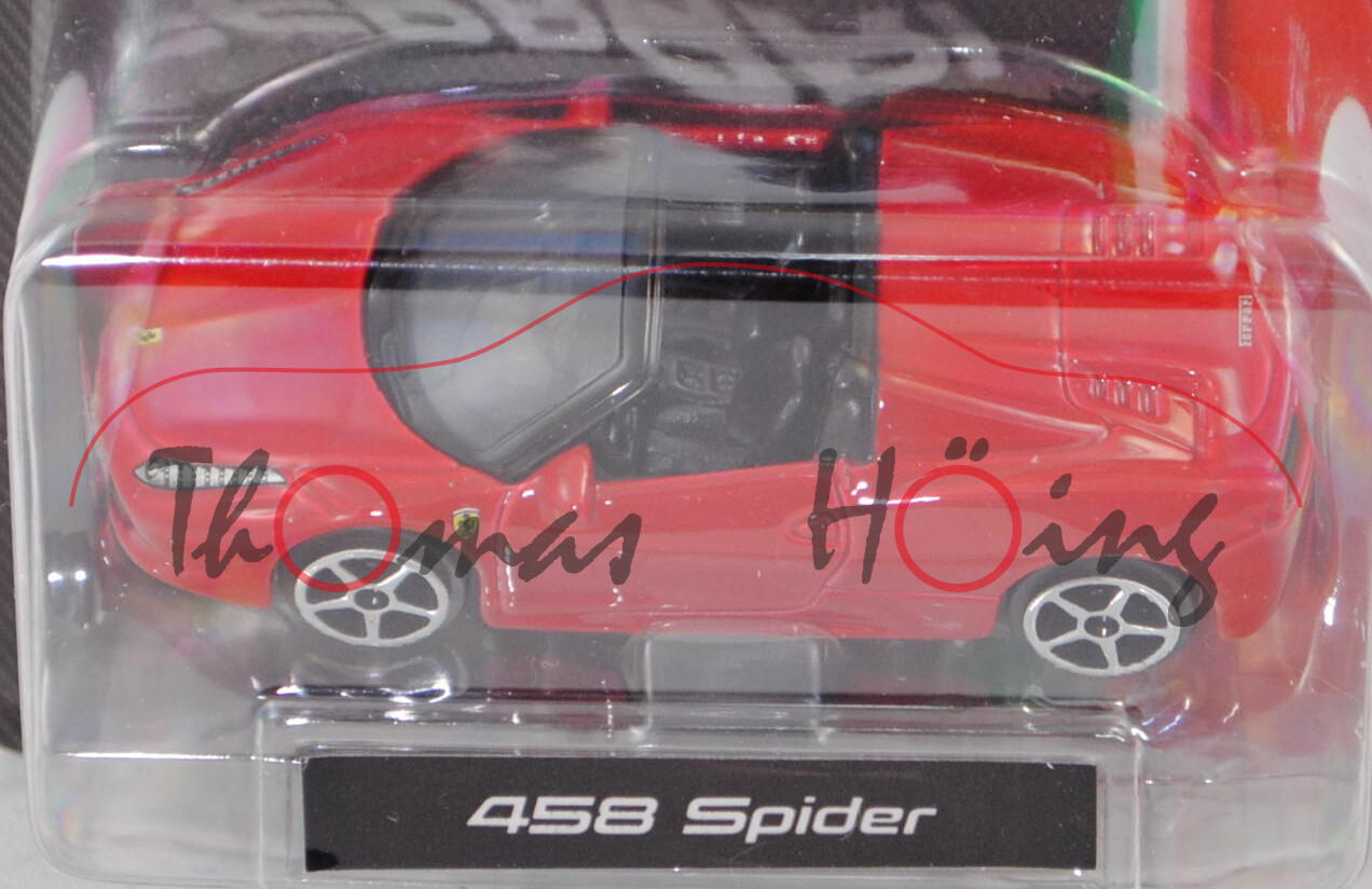 Ferrari 458 Spider (Mod. 2011-2015), rosso corsa, Bburago FERRARI RACE & PLAY, 1:64er Serie, Blister