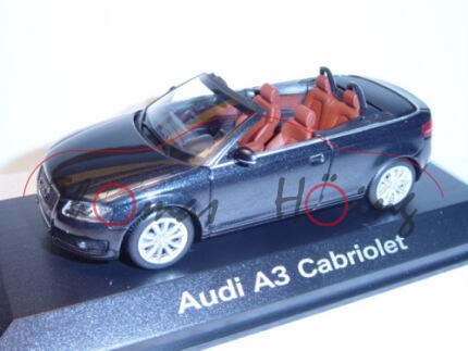 Audi A3 Cabriolet, Mj. 2008, phantomschwarz, Minichamps, 1:43, Werbeschachtel