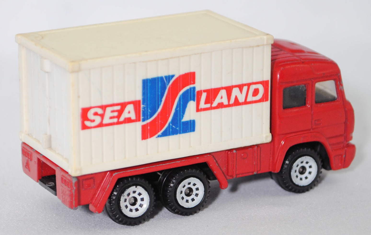00001 Iveco TurboStar 240-36 6x2 (Modell 1987-1990) Container-Transporter, karminrot, Bpr. 0815 / 0816, C1 reinweiß, 1:86, Container reinweiß, SEA LAND, 1:121, SIKU SUPER, m-