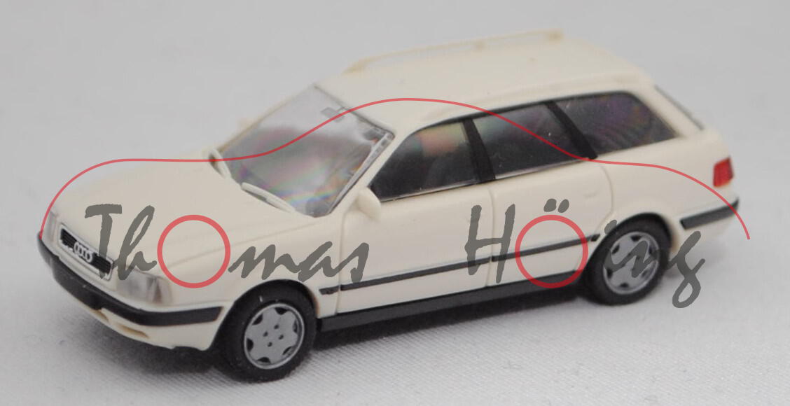 Audi 80 Avant 2.0 (B4, Typ 8C, Modell 1992-1995), cremeweiß (vgl. alpinweiß), Rietze, 1:87, Werbebox