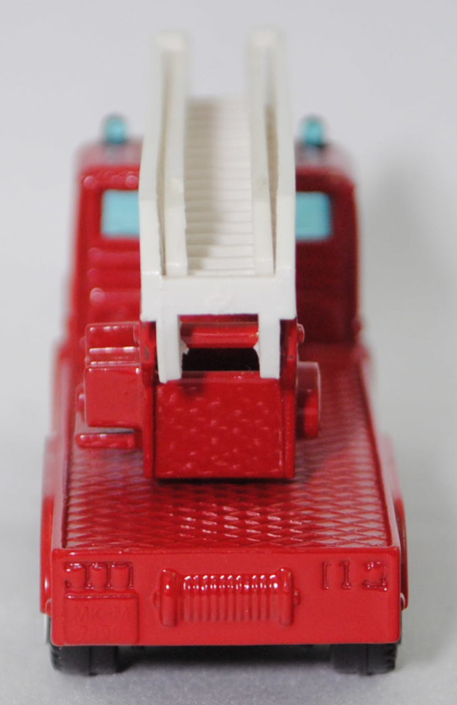 00001 Metz Hubrettungsfahrzeug DL 23-12 S auf Fahrgestell Mercedes-Benz SK 2429 6x4/41 (Modell 1989-1994) (Feuerwehr-Drehleiter), rot, Bpr. 0811/1019/1015, SIKU SUPER, 1:83, m