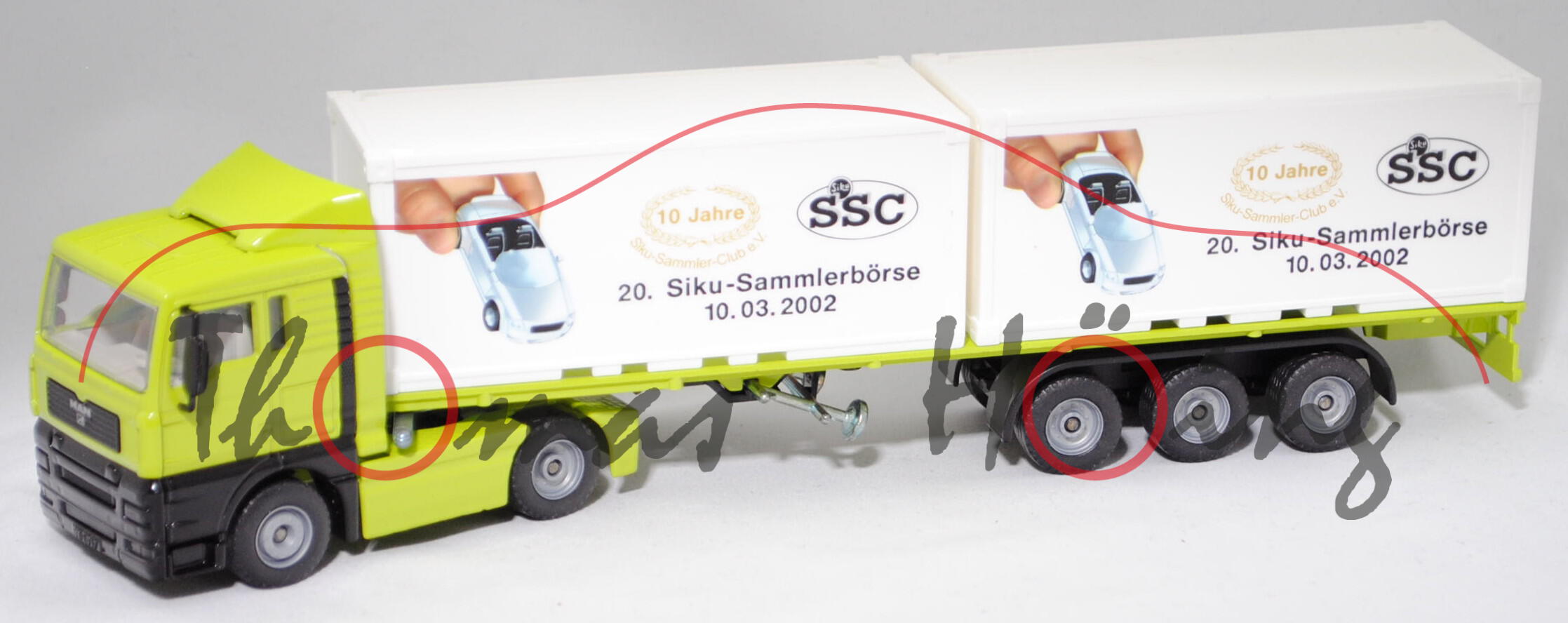 00408 MAN TGA 18.510 XL (Mod. 00-04) Container-LKW, leuchtgrün, 10 Jahre/SSC/2002, SIKU, 1:55, L14n