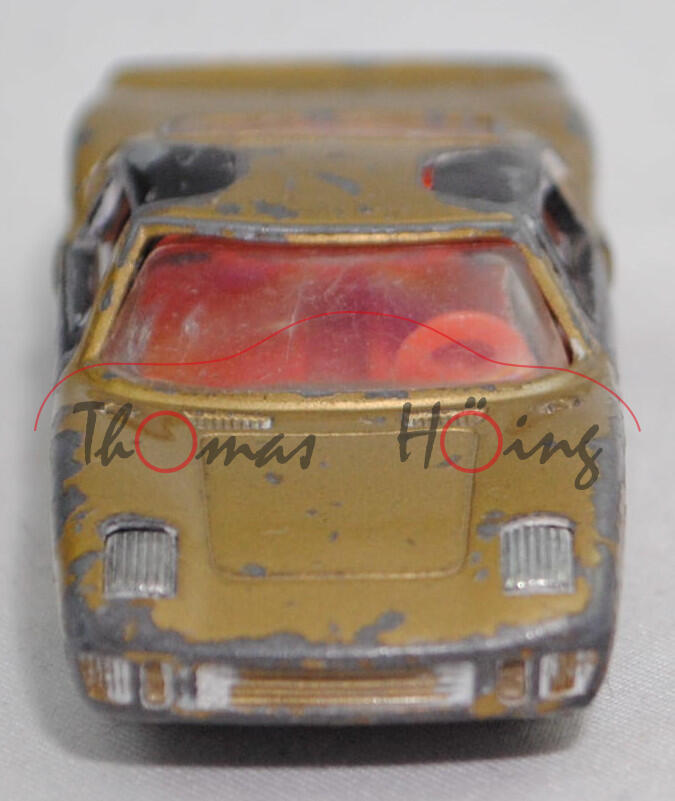 00003 Ford GT40 (Mk I bzw. Mark 1, Modell 1965-1967), Karosserie goldmetallic, Türen schwarz, Bpr. V 296 / Germ, Verglasung klar, R10 weiß, SIKU SUPER, 1:57, vsc