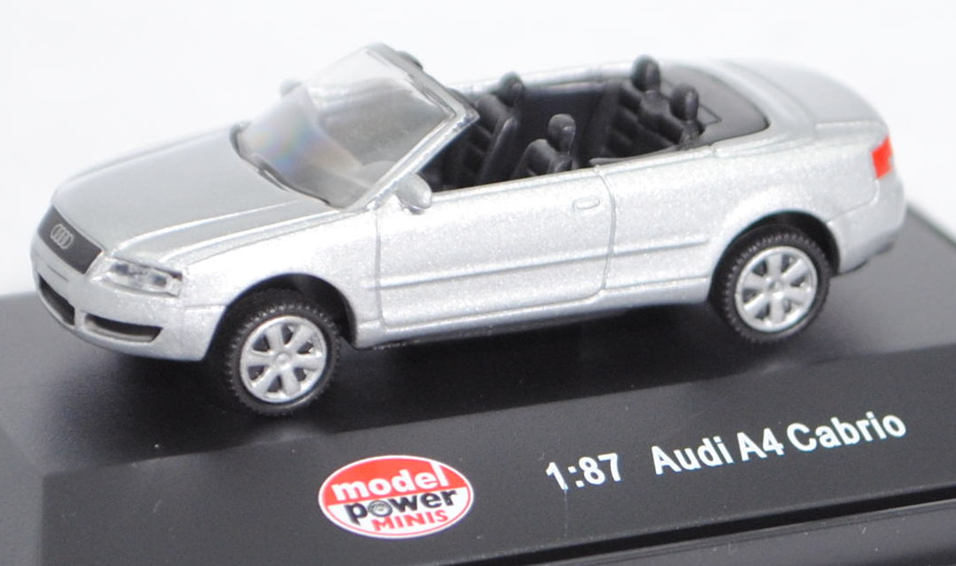 Audi A4 Cabriolet 3.0 (B6, Typ 8H, Mod. 02-04), lichtsilber met., model power MINIS, 1:87, PC-Box