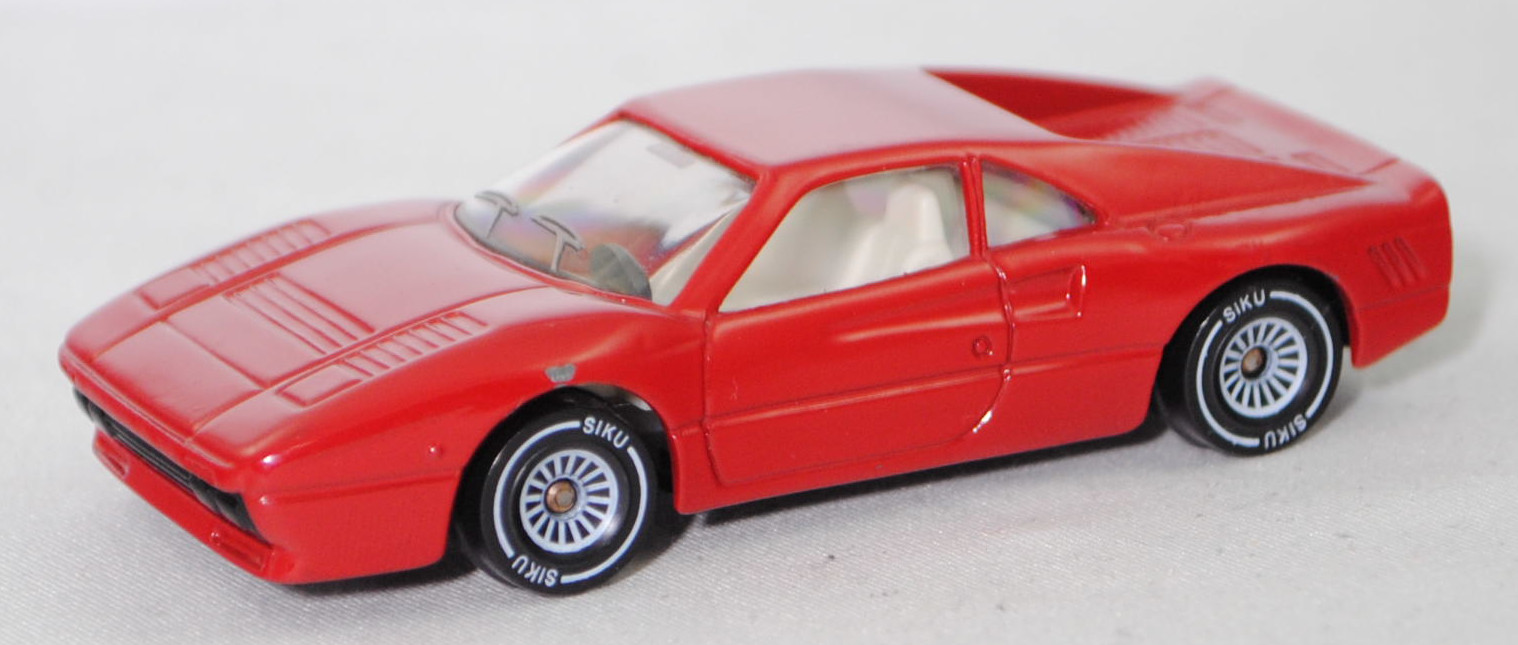 00007 Ferrari GTO (1. Generation, auch Ferrari 288 GTO genannt, F114, Modell 1984-1986), rubinrot, innen reinweiß, Chassis schwarz, Hong, B4, SIKU SUPER, 1:55, m-