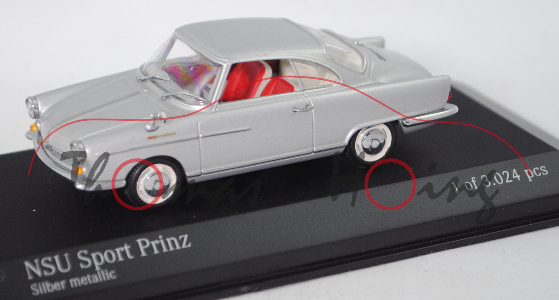 NSU Sport Prinz (Typ 41, Coupé, Modell 1959-1967), silber metallic, Minichamps, 1:43, PC-Box