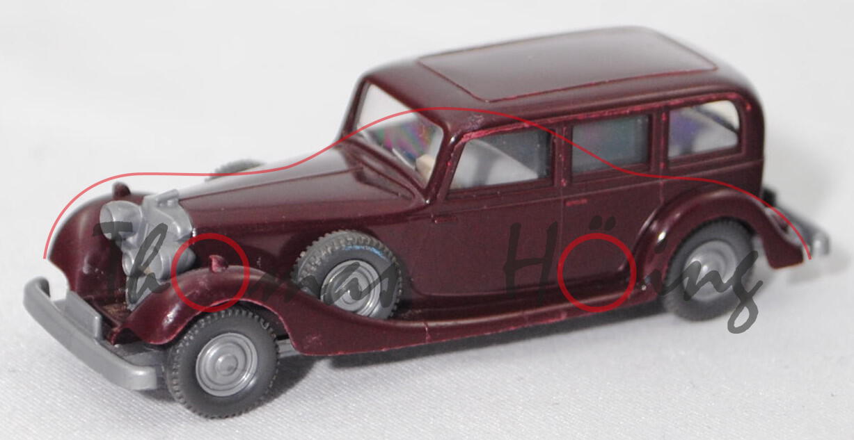 001c Horch 850 (Typ viertürige Pullman-Limousine, Modell 1935-1937), schwarzrot, Wiking, 1:87, vsc