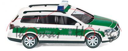 Zoll - VW Passat Variant B6 (Typ 3C), Modell 2005-2010, weiß/minzgrün, www.ZOLL.de, Wiking, 1:87, mb