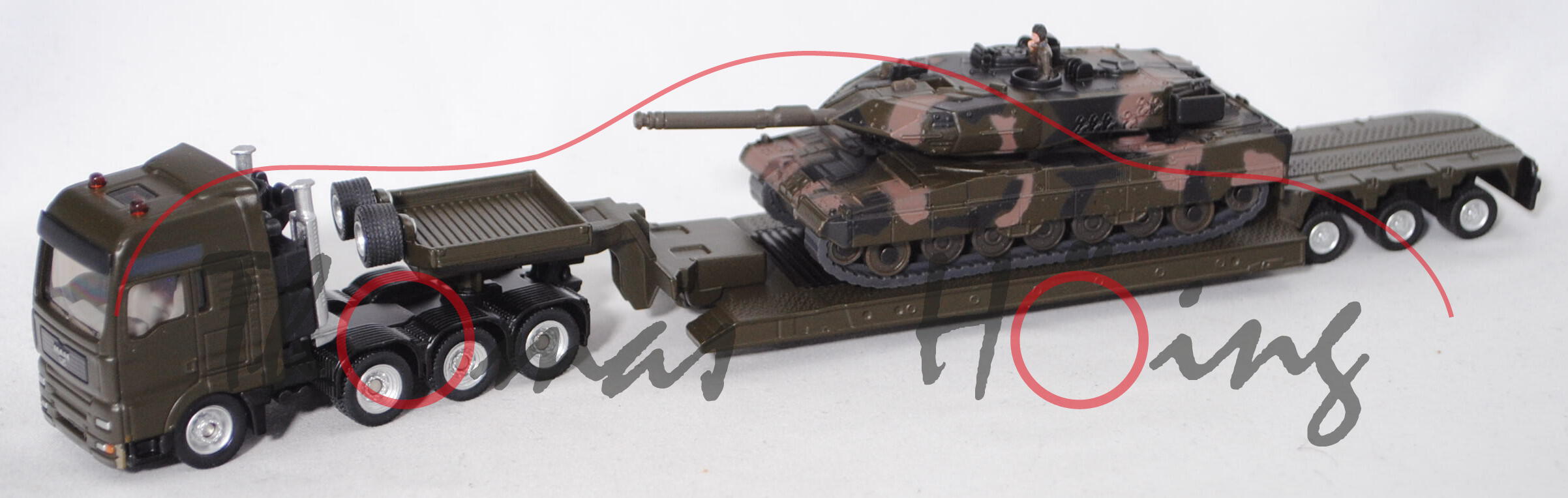 00000 MAN TGA mit Tieflader und Kampfpanzer Leopard 2A6 (Modell 2001-), olivgrün, 1:87, L17mpK