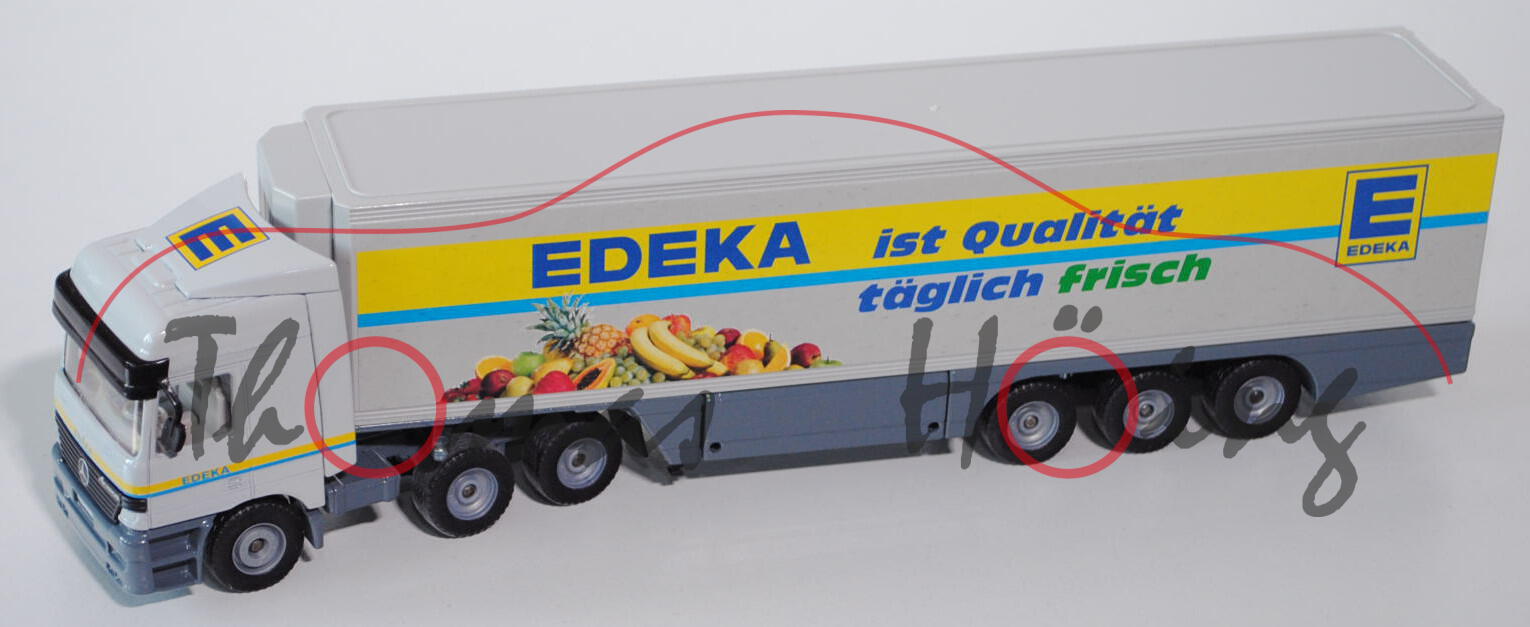 MB Actros LH 1857 (Mod. 96-02) Koffer-Sattelzug, papyrusweiß/grau, Edeka ist Qualität täglich frisch