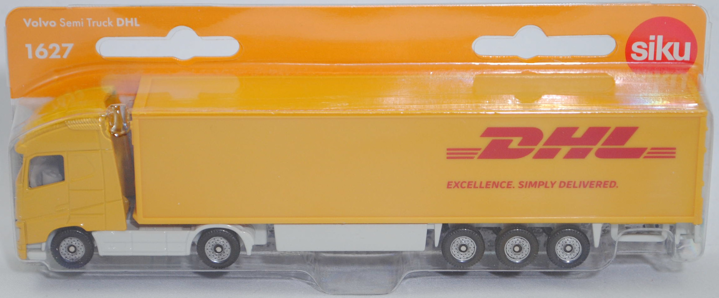 00012 Volvo FH16 750 Globetrotter-XL 4x2 (Modell 2013-2020) Koffer-Sattelzug, goldgelb/papyrusweiß, DHL / EXCELLENCE. SIMPLY DELIVERED., C36, SIKU SUPER, 1:87, P29f