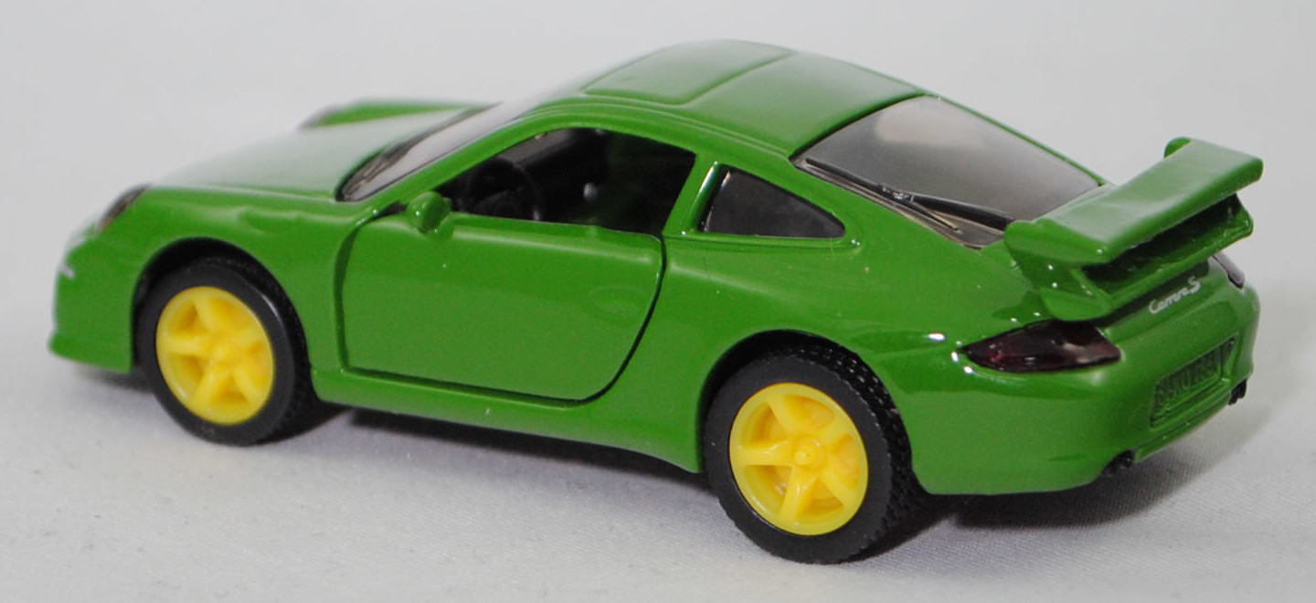 00006 Porsche 911 Carrera S (Typ 997.1 Coupé / 997 MK1 Coupé, Vorfacelift, Modell 2004-2008), hell-grasgrün, B22a / B22b geschlossen zinkgelb, SIKU SUPER, 1:55, m