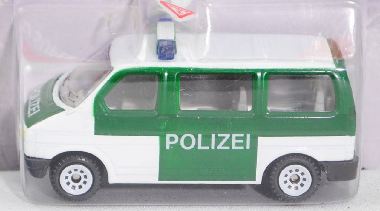 VW T4 Caravelle (Modell 1990-1995) Polizei-Mannschaftswagen, reinweiß/hell-moosgrün, innen lichtgrau