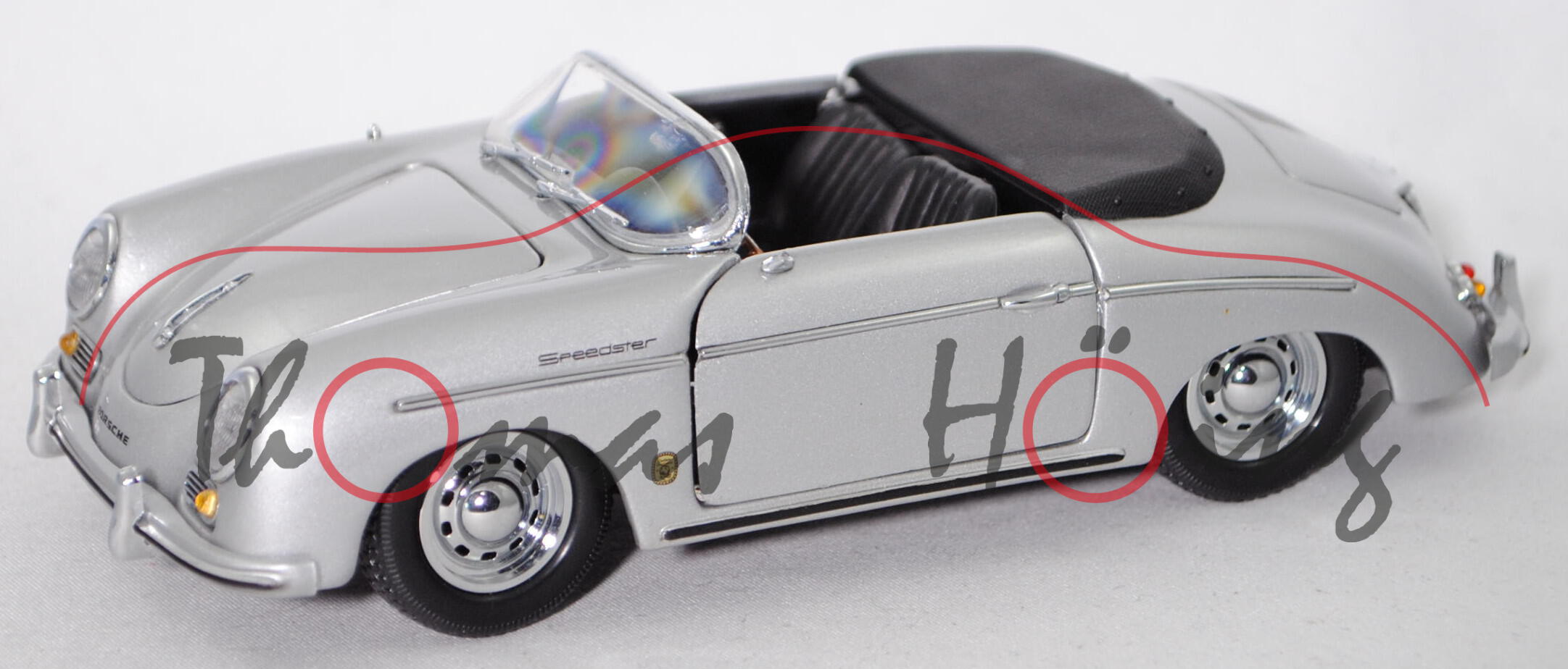 Porsche 356 A 1600 S Speedster (Typ A-Modell, Mod. 1955-1957), silber, ASAHI COLLECTION, 1:24, mb