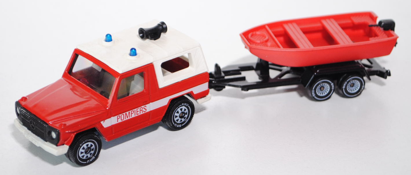 00100 Mercedes 280 GE (Typ W 460, Modell 1980-1990) Feuerwehr-Kommandowagen mit Feuerwehrboot, verke