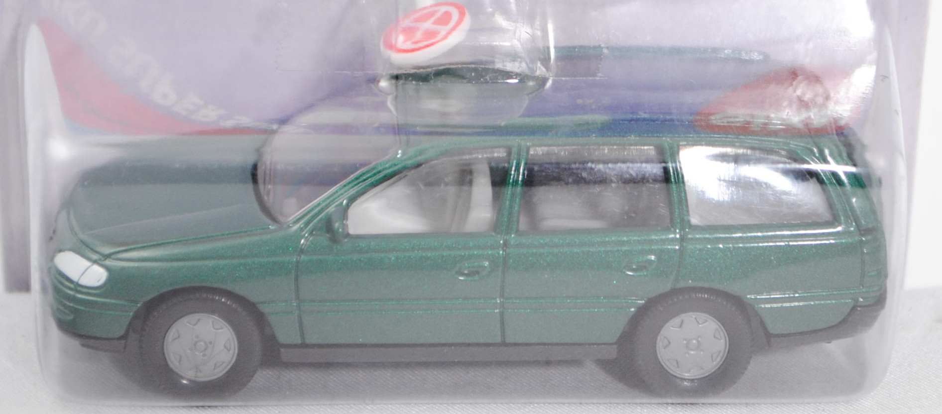 00000 Opel Omega B Caravan 2.0 16V (Modell 1994-1999), moosgrünmetallic, innen lichtgrau, Lenkrad sc