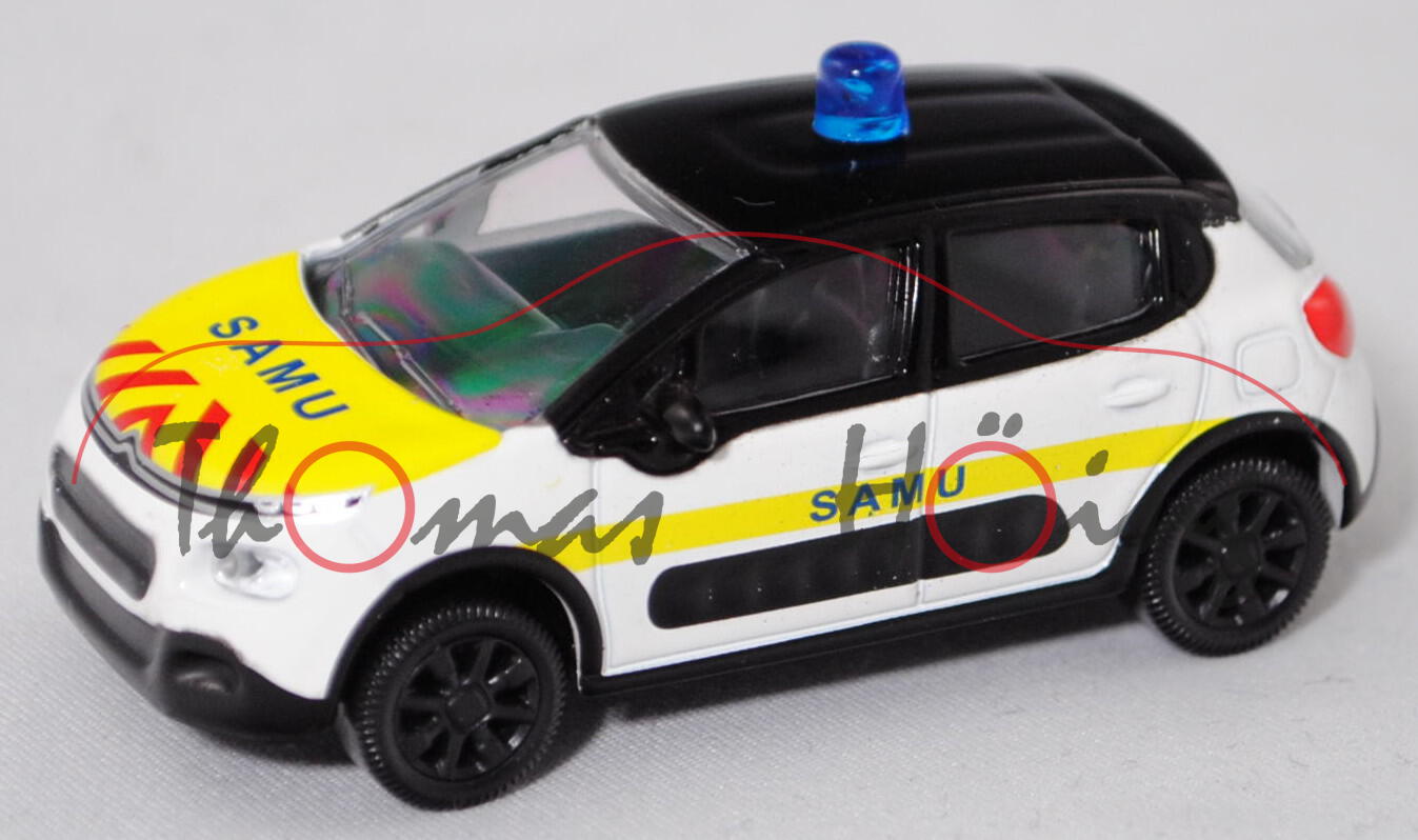 Citroen C3 ELLE (3. Generation, Fünftürer, Modell 2017-2020) SAMU, polar-weiß, SAMU, Norev, 1:64, mb