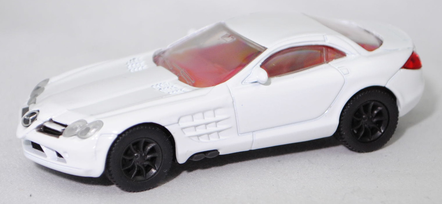 00003 Mercedes-Benz SLR McLaren (1. Generation, C 199, Modell 2004-2008), reinweiß, Bpr. 1004, B25a / B25b schwarz, SIKU SUPER, 1:55, m