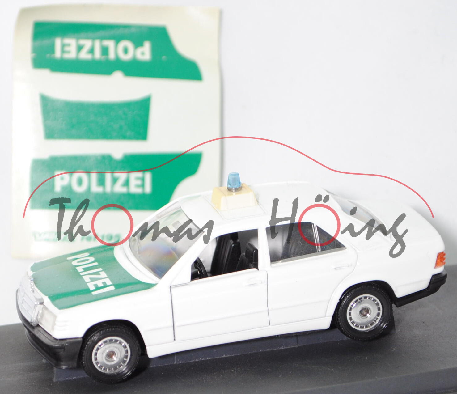 Mercedes-Benz 190 (W 201, Vor-MoPf, Modell 1982-1988) Polizei, weiß, VEREM HI-FI 43, 1:43, PC-Box