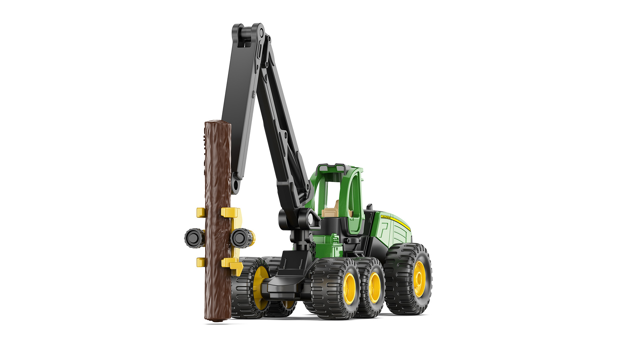 00000 John Deere 6-Rad-Harvester 1470E (Modell 2009-2013), hell-smaradgrün/schwarz, Zubehör: 6 Baumstämme in mahagonibraun, SIKU SUPER, 1:87, P29f