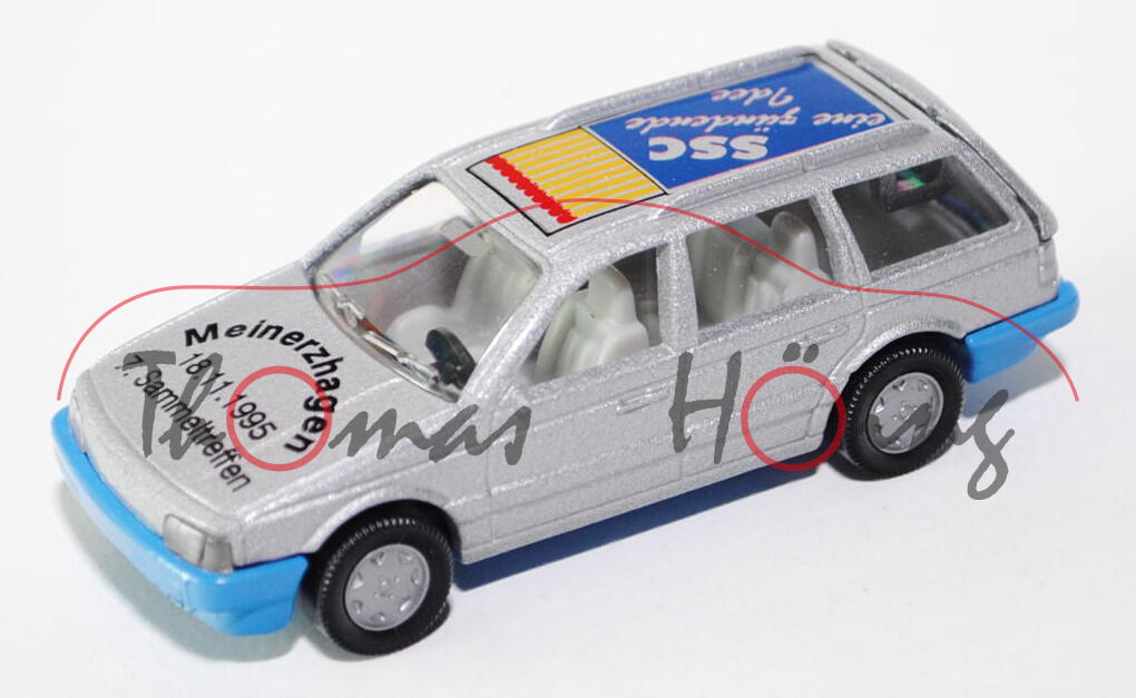 VW Passat Variant (B3, Typ 35i), Modell 1988-1993, silbergraumetallic, Chassis himmelblau, Haube Mei