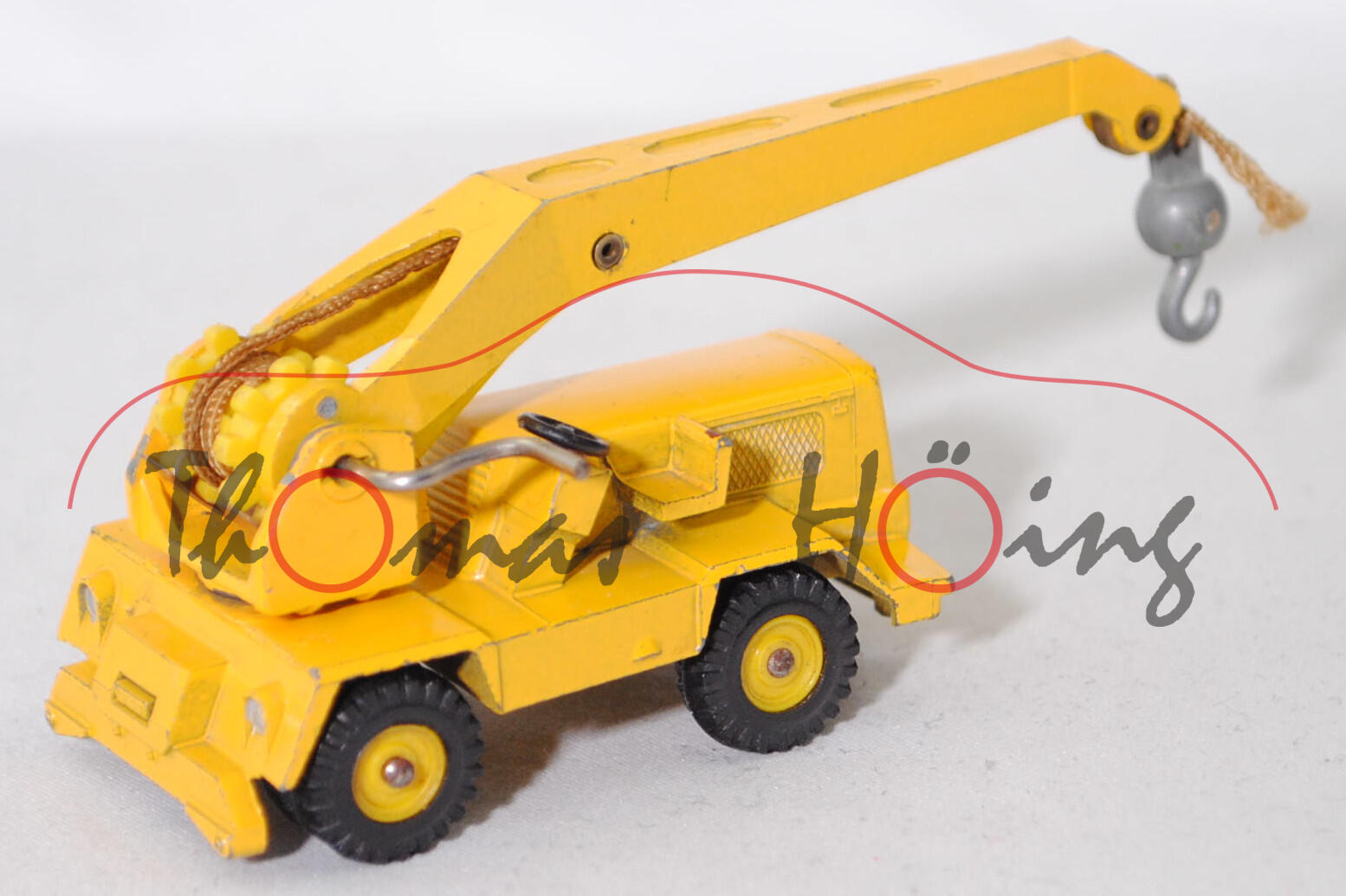 00000 LIEBHERR-Mobilkran AK 50 B (Baureihe AK, Typ 50 B, Modell 1965-1968), signalgelb, Seil dunkel-ockergelb, SIKU, 1:60, vsc (Felgen aufgequollen)