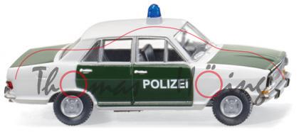 Polizei - Opel Kadett B, Modell 1965-1973, weiß/grün, POLIZEI, Wiking, 1:87, mb