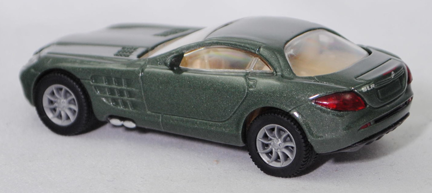 00007 Mercedes-Benz SLR McLaren (1. Generation, C 199, Modell 2004-2008), hell-chromoxydgrünmetallic, Bpr. 1004, B25a / B25b silbergrau, SIKU SUPER, 1:55, m