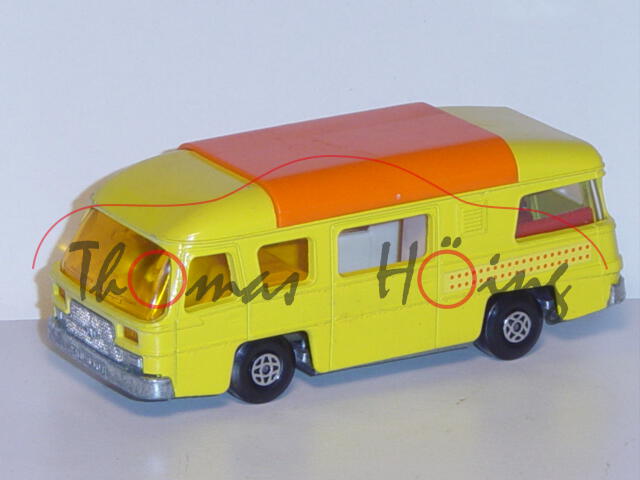 Camping Cruiser, zinkgelb/reinorange, Dach und Heckklappe zu öffnen, Matchbox Speed Kings, 1:43, mb