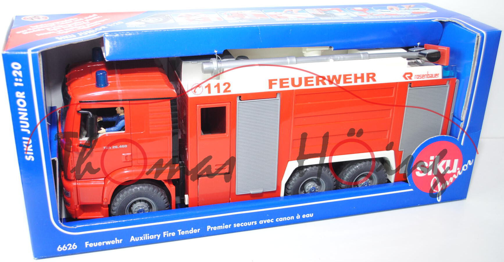 MAN TG 460 A Feuerwehr, verkehrsrot/reinweiß, C 112 FEUERWEHR R rosenbauer, Siku Junior, 1:20, L17P