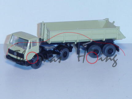 Mercedes Hinterkipper Sattelzug, grünbeige/schwarz, Wiking, 1:87, mb